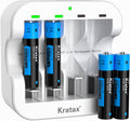AAA Rechargeable Lithium Batteries, 4 pack 1.5V Kratax 1100mWh Li-ion Triple A Batteries with Fast Battery Charger, Constant Voltage Output, 1600 Cycles Long-lasting for Household and Office Devices