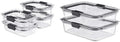 Rubbermaid 8-Piece Brilliance Glass Food Storage Containers with Lids, Clear/Grey & 2118315 Brilliance Glass Storage 8-Cup Food Containers with Lids, 2-Pack, BPA Free and Leak Proof, Large, Clear