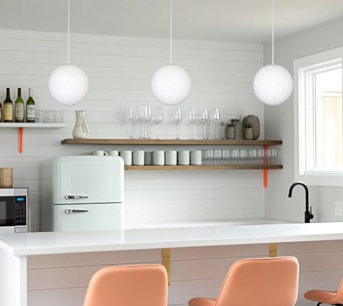 Mid-Century Modern Hanging Orb Pendant Light with Matte White Frosted Diffuser X6718