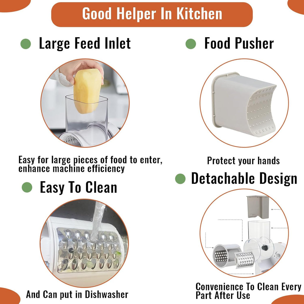 Electric Cheese Grater with 3 Changeable Blades for Vegetables, Fruits and Nuts B812