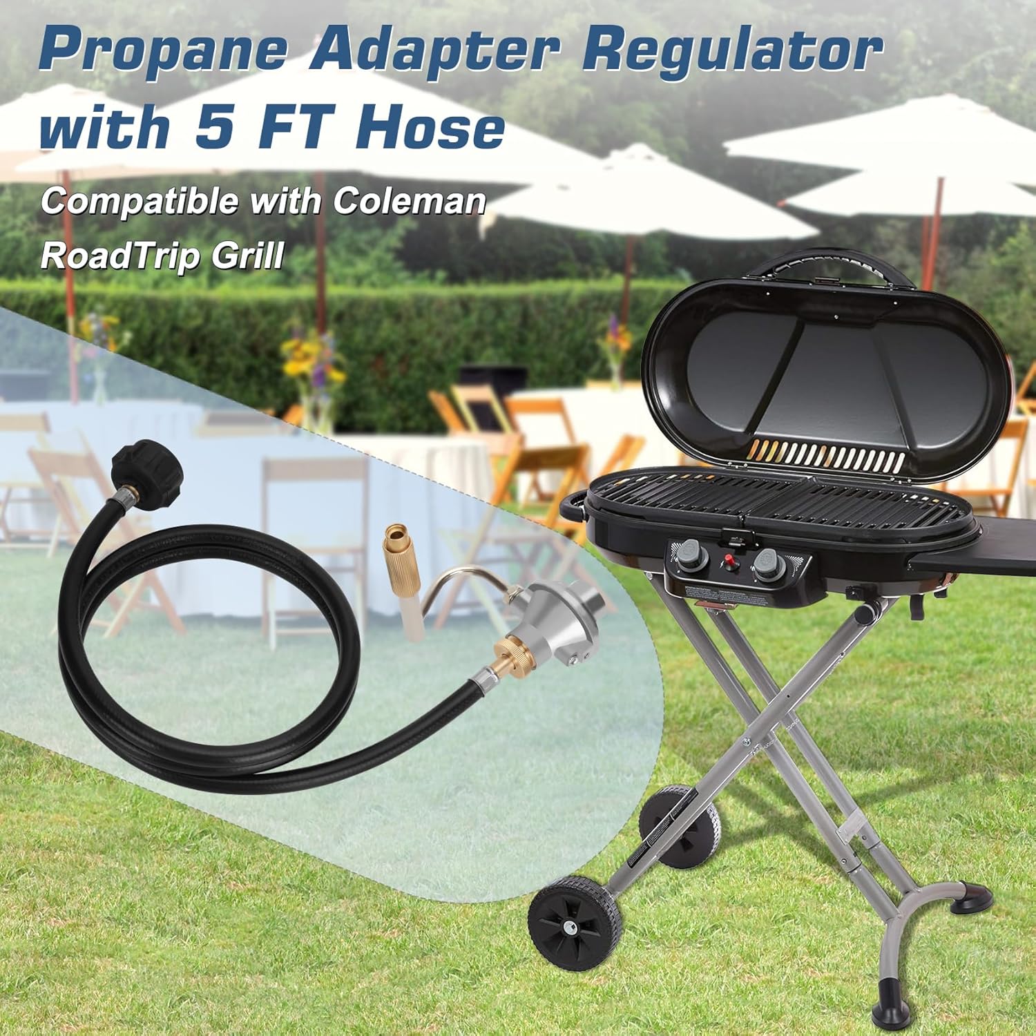 Propane Grill Regulator with 5-Foot Adapter Hose F2856