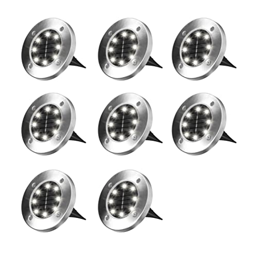 Solar Disk Lights Outdoor, Waterproof LED, Set of 8 X46883
