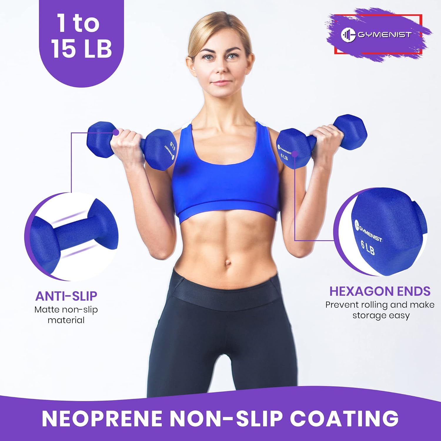Pair of Dumbbells Set of 2 Soft Non Slip Grip Covered with Neoprene 12 LB L977241