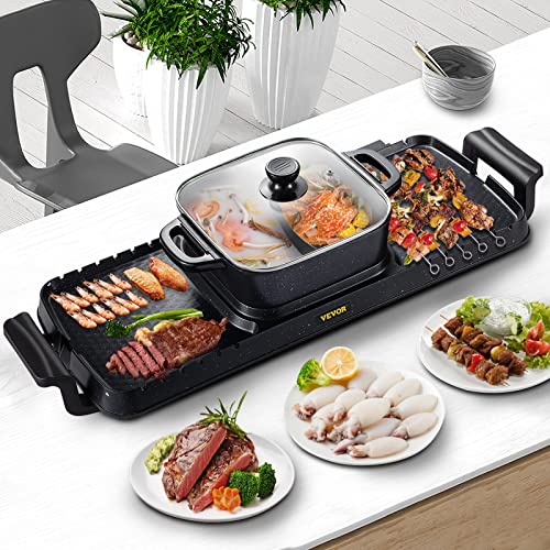 Electric Grill Hot Pot 2 in 1, Non-Stick Indoor Korean BBQ Y426336