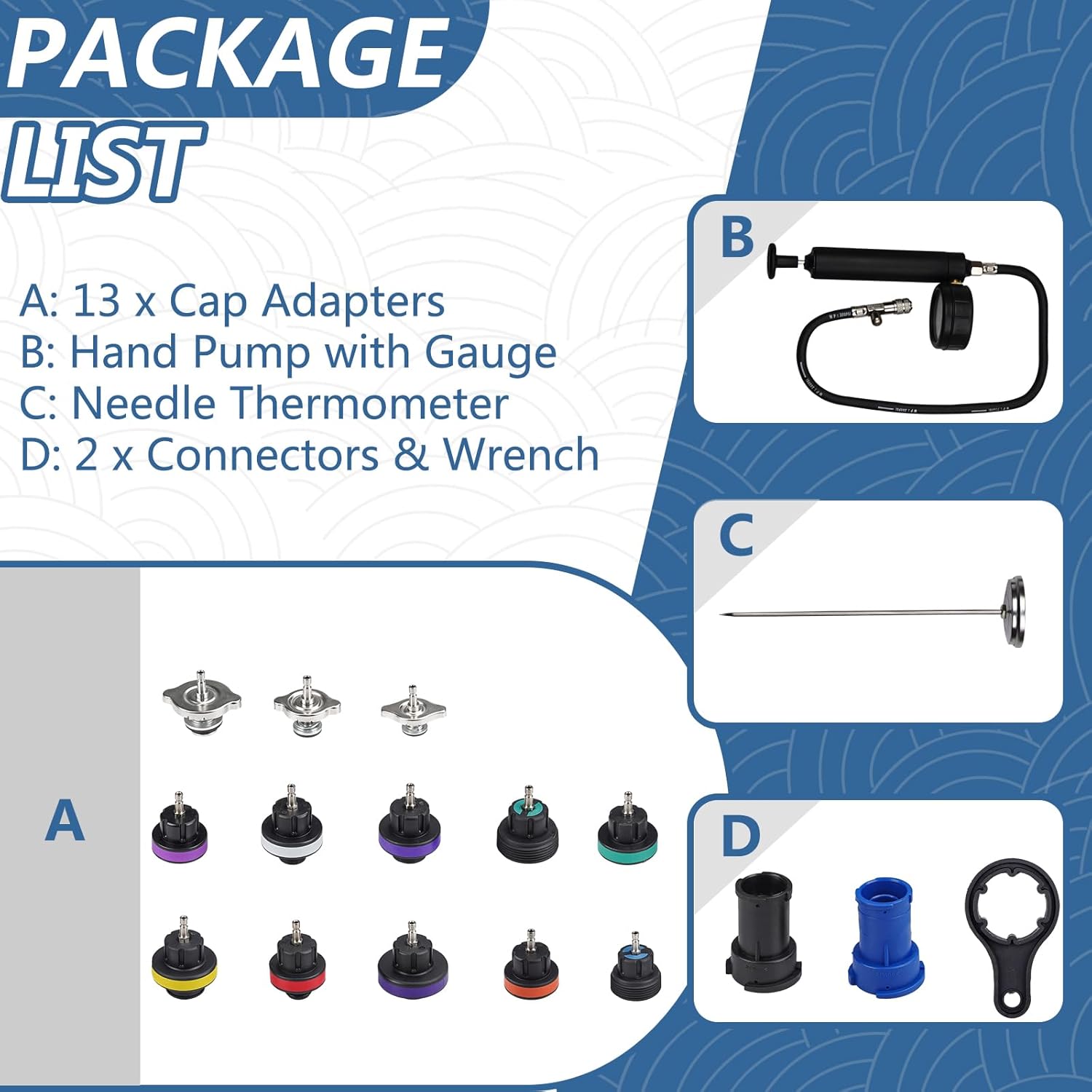 Radiator Pressure Tester Kit with Water Tank Adapter for Car Cooling System F369
