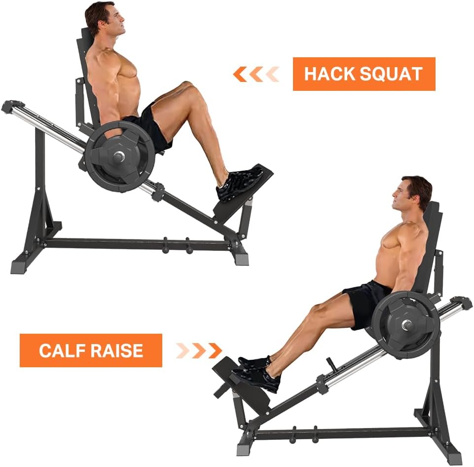 Compact Leg Press Machine with Calf Block, Plate-Loaded, 1000LBS Capacity I6143
