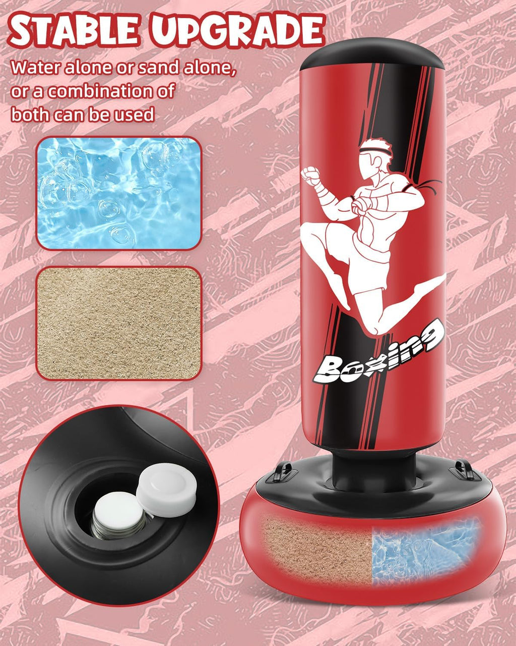 Inflatable Punching Bag for Kids with Boxing Gloves, Freestanding, 66 Inch X8644