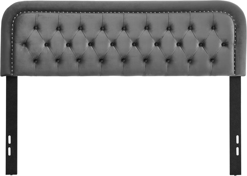 Tufted Upholstered Full Size Headboard with Adjustable Stand, Grey A58141