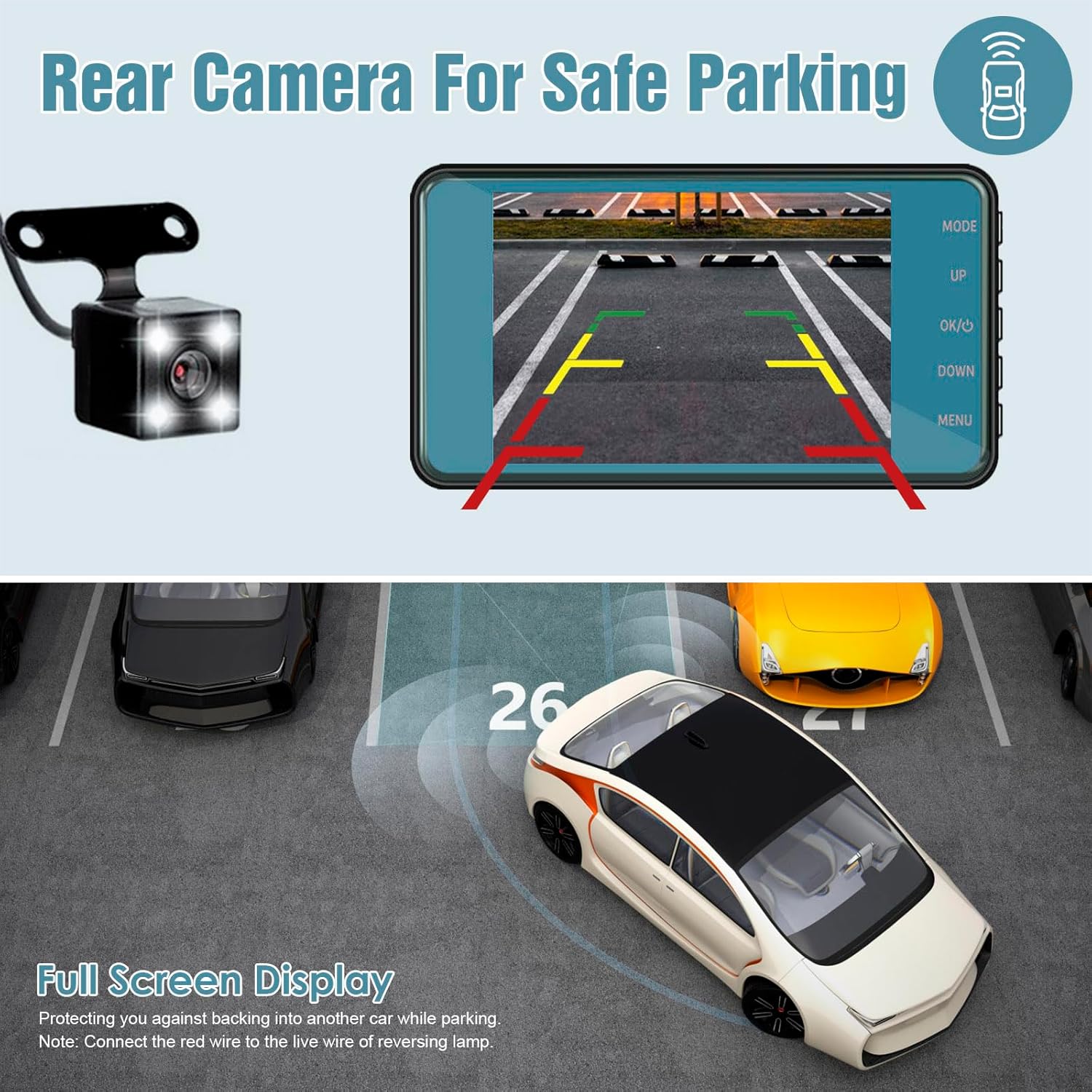 Dash Cam Front and Rear, 720P HD Dual Car Camera with Night Vision R980