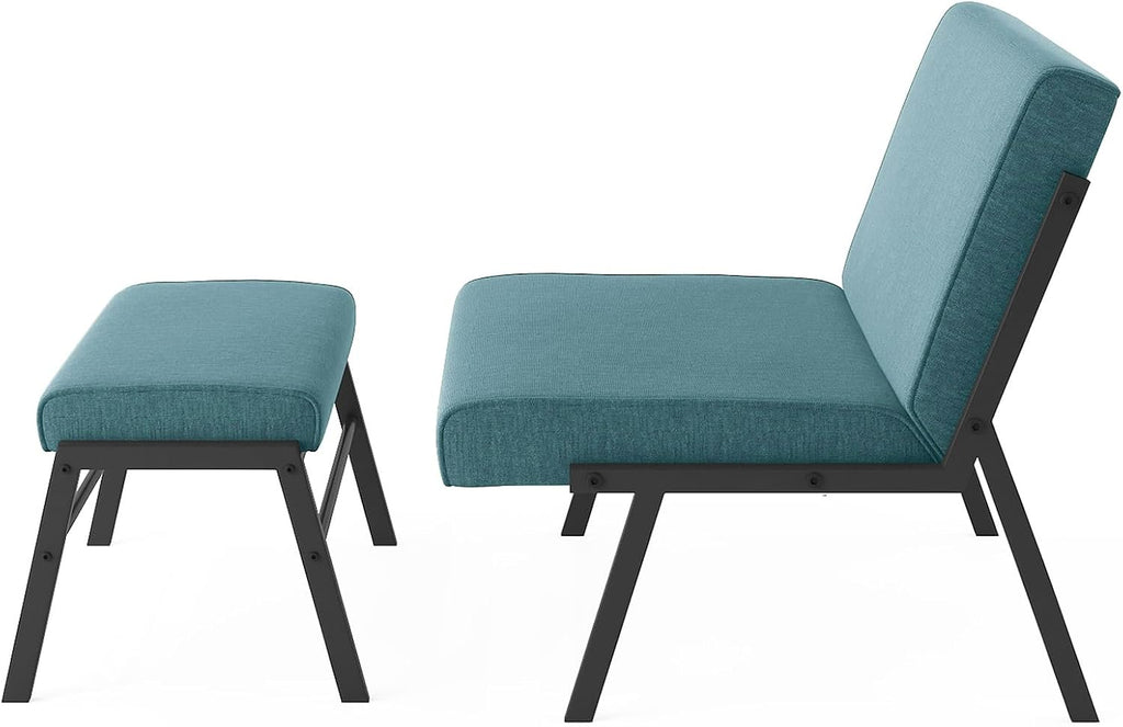 Modern Linen Accent Chair with Ottoman B1589
