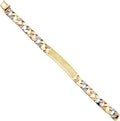 14k Tri 3 Color Gold Solid Polished Mens Nugget Cuban ID Bracelet - 8.5"