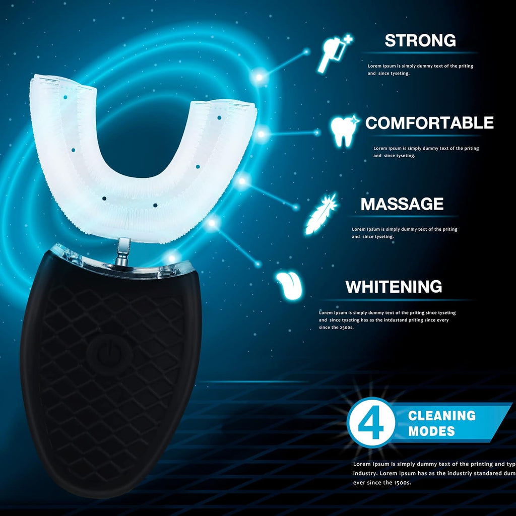 U Shaped Ultrasonic Electric Toothbrush for Adults, 3 Brush Heads, IPX7 Waterproof T803561