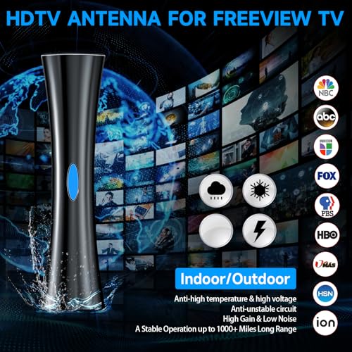 TV Antenna for Smart TV, Indoor Outdoor with Amplifier, 33ft Coax Cable E42853