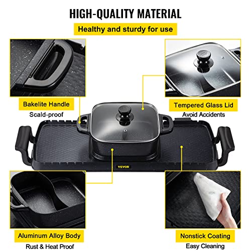 Electric Grill Hot Pot 2 in 1, Non-Stick Indoor Korean BBQ Y426336