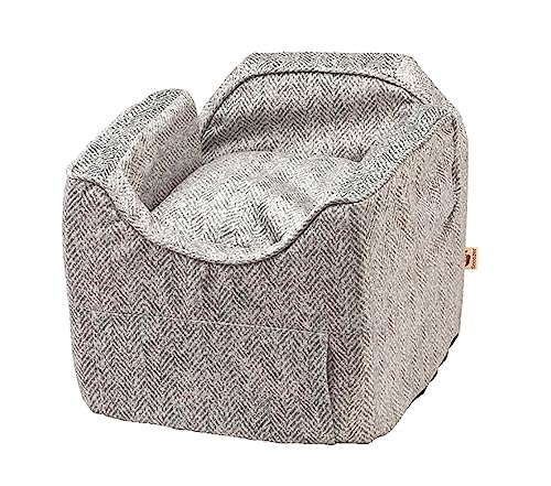 Snoozer Dog Car Seat with Storage Tray: Lookout II Car Seat for Small Dogs 0-15 lbs, Size: Small, Fabric: Black Diamond, Pet Car Seat to Alleviate Car Sickness for Dogs, Removable Washable Cover