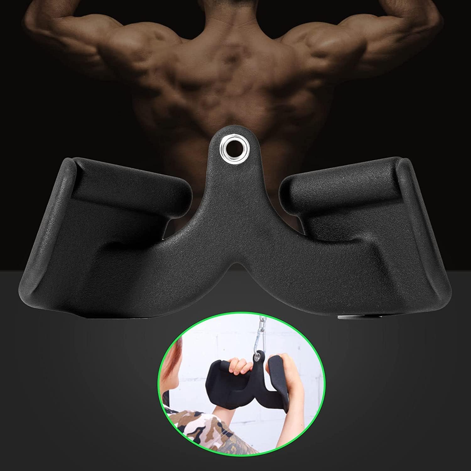 Febos Double D Handle Cable Attachments, V Bar Tricep Pull Down Exercise Handles Gym Equipments, Double Close Grip Row Handles with Rubber Handgrips