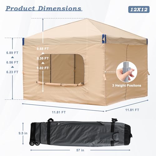 Pop-Up Canopy Tent with Roller Bag and Curtain B52422