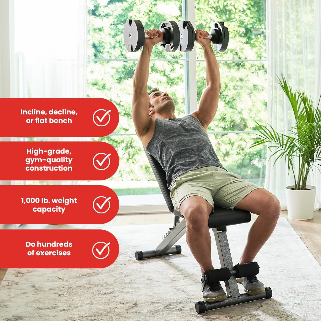 Adjustable Foldable Weight Bench for Strength Training and Full Body Workout U378
