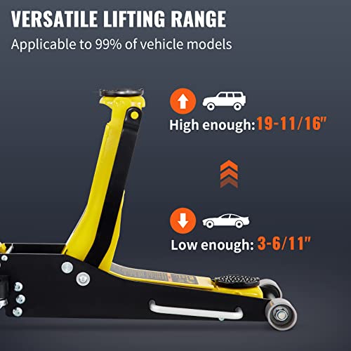 3 Ton Low Profile Steel Racing Floor Jack with Dual Pistons L49524