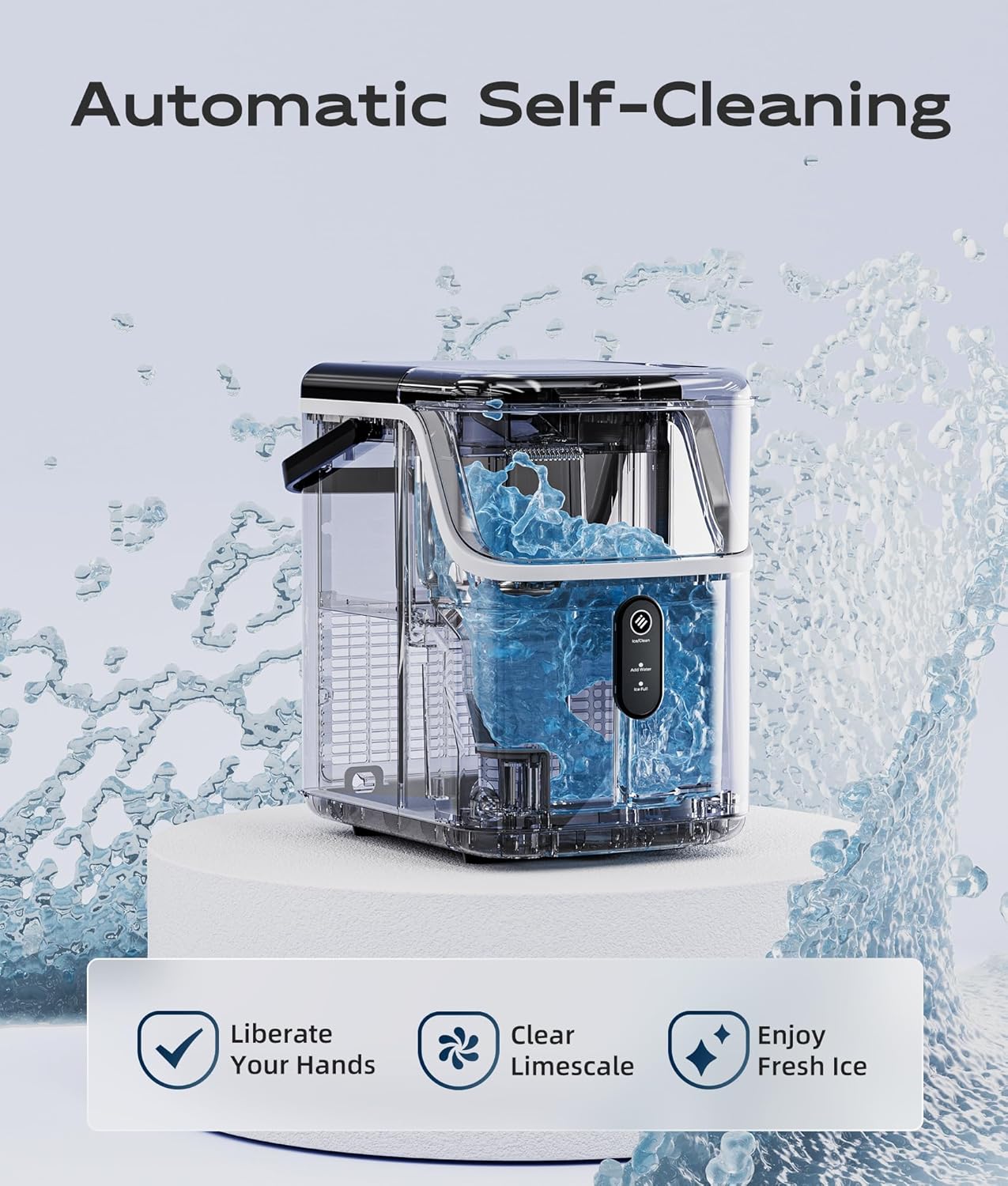 Nugget Ice Maker Countertop, 33 lbs/24H, Self-Cleaning, Stainless Steel H538340
