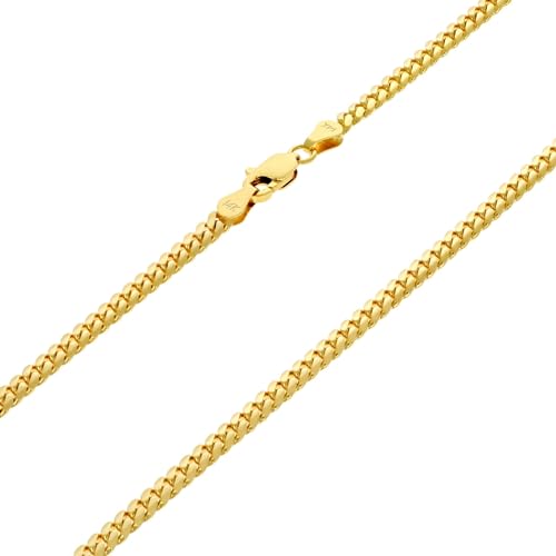 14k Yellow Gold 3.5mm Solid Miami Cuban Link Chain Pendant Necklace J42143