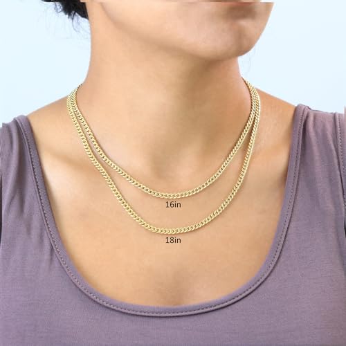 14k Yellow Gold 4mm Miami Cuban Link Chain Pendant Necklace S483868