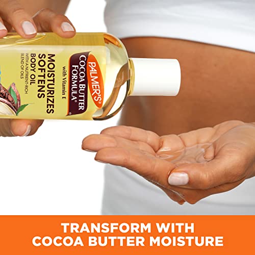 Cocoa Butter Body Oil with Vitamin E for Skin Hydration, 8.5 oz X973