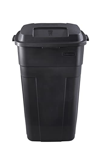 Heavy-Duty Wheeled Trash Can with Lid, 34-Gallon, Black Q3523