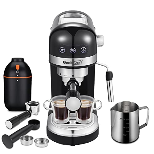 20 Bar Espresso Machine, 1350W High Performance, 1.4 Ldetachable transparent water tank, Thermo block beating system,With safety valve (Black)