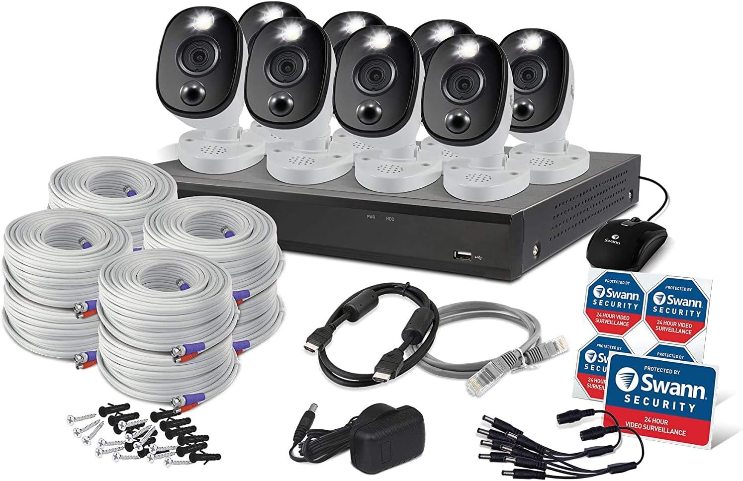 Home DVR Security Camera System with 2TB HDD, 16 Channel 8 Camera, 4K Ultra HD Video, Indoor or Outdoor Wired Surveillance CCTV, Color Night Vision, Heat Motion Detection, LED Lights K657562