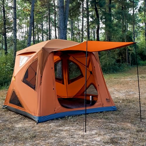 TIMBER RIDGE 4 Person Instant Pop Up Cabin Tent, Weather Resistant Camping Hub Tent, Easy Setup Portable Family Tent with Rain Fly and Carry Bag for Camping Hiking Outdoor Travel