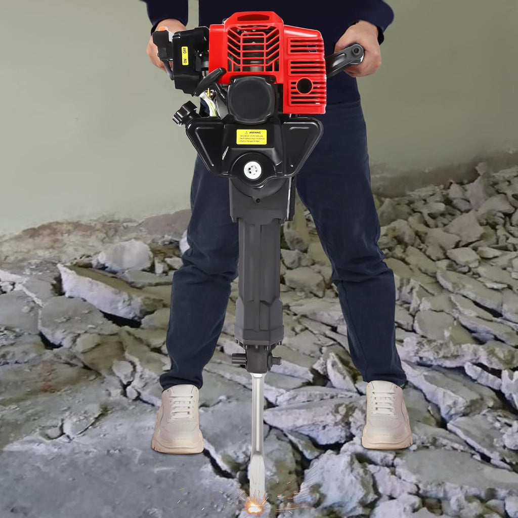 Gas Powered Jack Hammer Concrete Breaker with 2 Chisels A14381