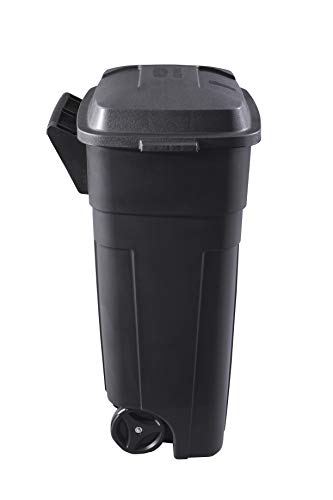 Heavy-Duty Wheeled Trash Can with Lid, 34-Gallon, Black Q3523