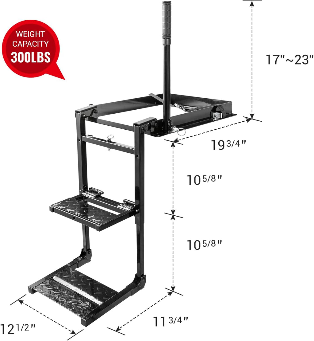 Foldable Tailgate Ladder Rack with Telescopic Handrail, 300 lb Capacity A23718