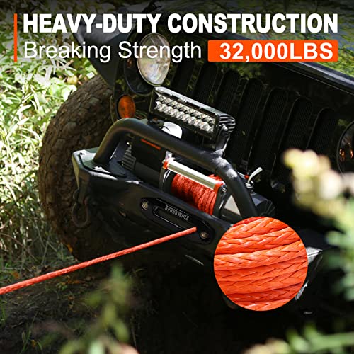 Synthetic Winch Rope Kit 1/4" x 50ft with Protective Sleeve and Heavy Duty Hook T461
