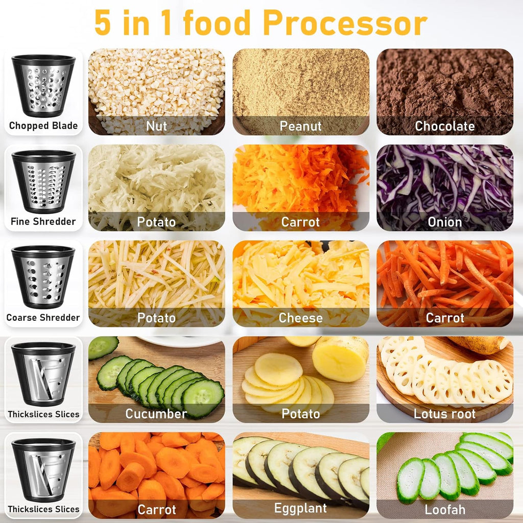 Electric Cheese Grater, 5 in 1 Vegetable Slicer and Spiralizer, 150W F148819