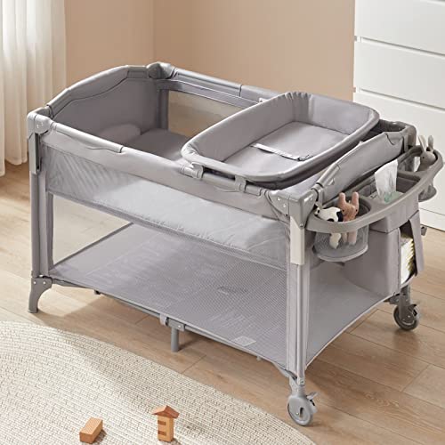 4 in 1 Baby Bassinet Bedside Sleeper with Changing Table S335706