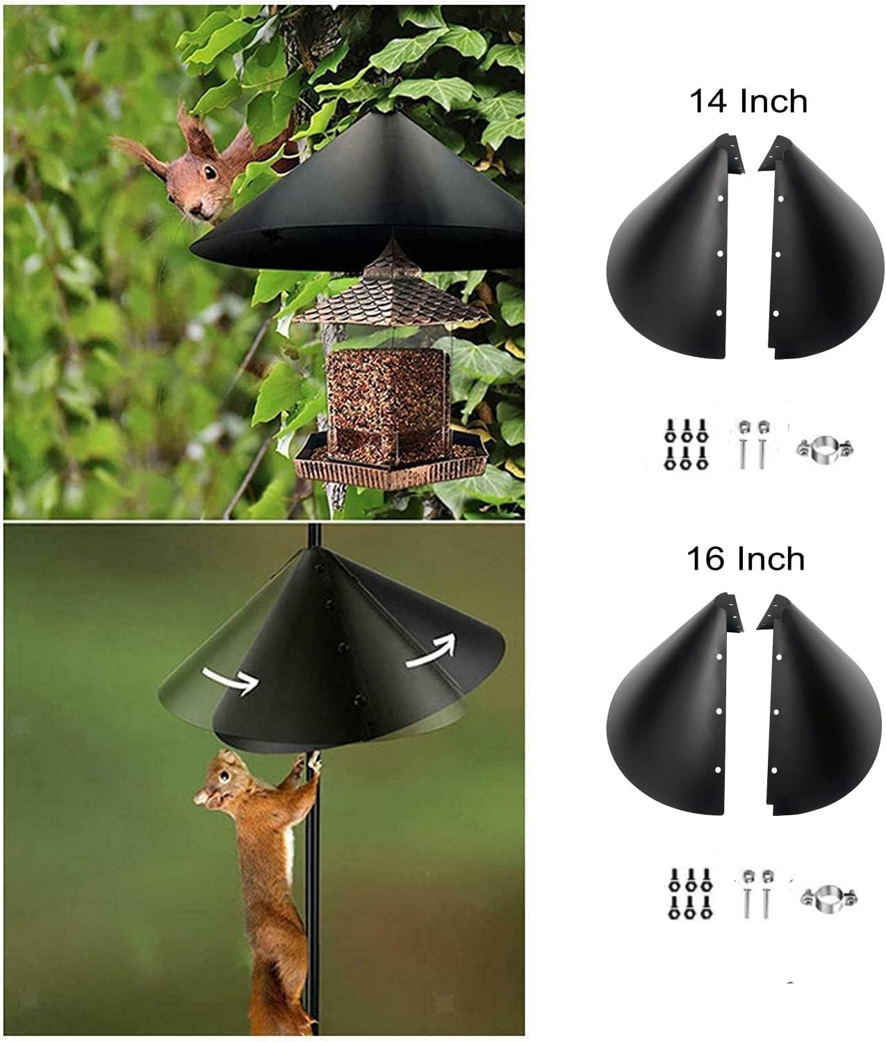 Squirrel Baffle for Bird Feeder Pole, Wrap Around, PP, 2 Pack Z2163