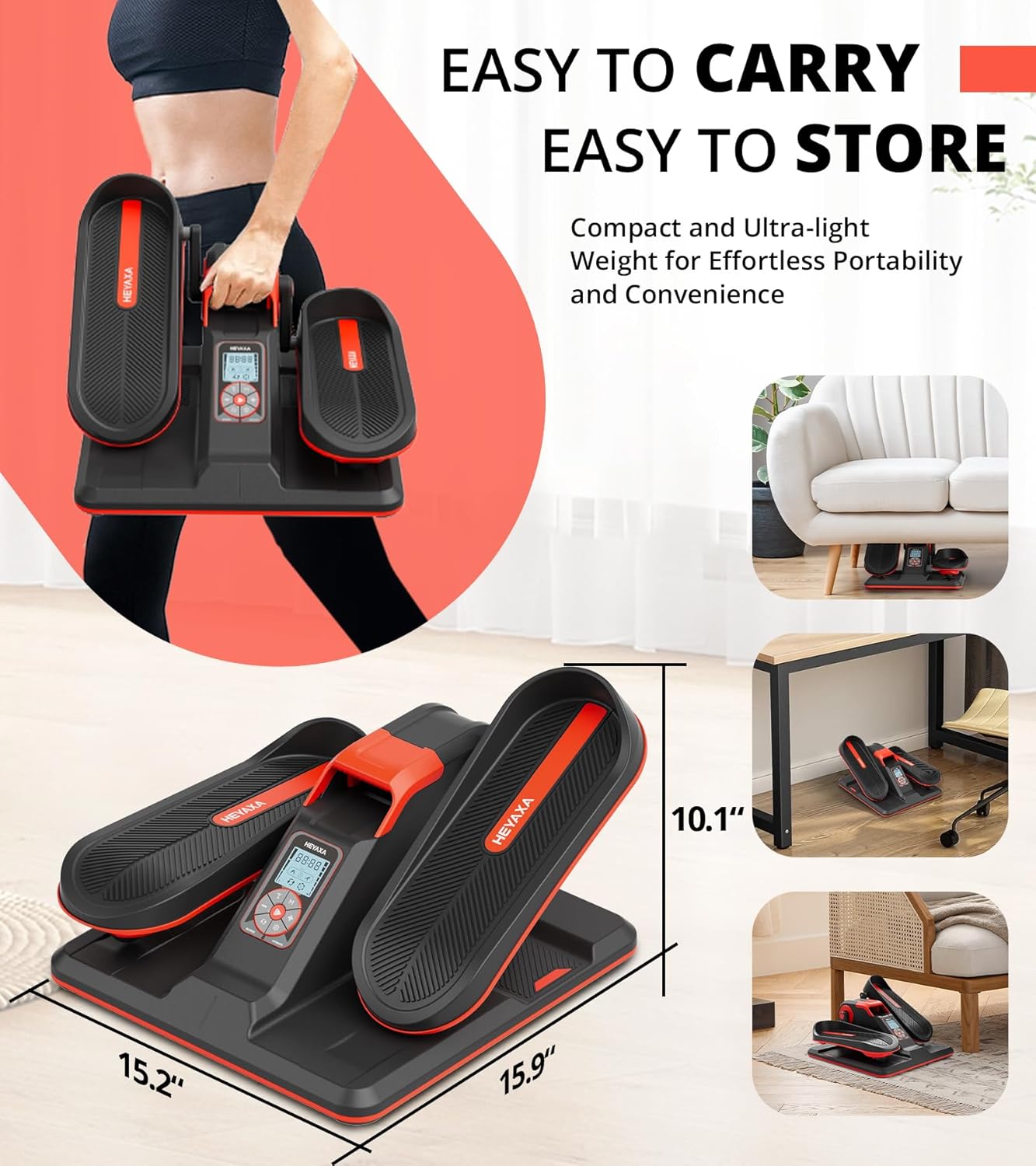 Under Desk Elliptical, Electric Leg Exerciser for Seniors, Portable with LCD Display and Remote Control M9436