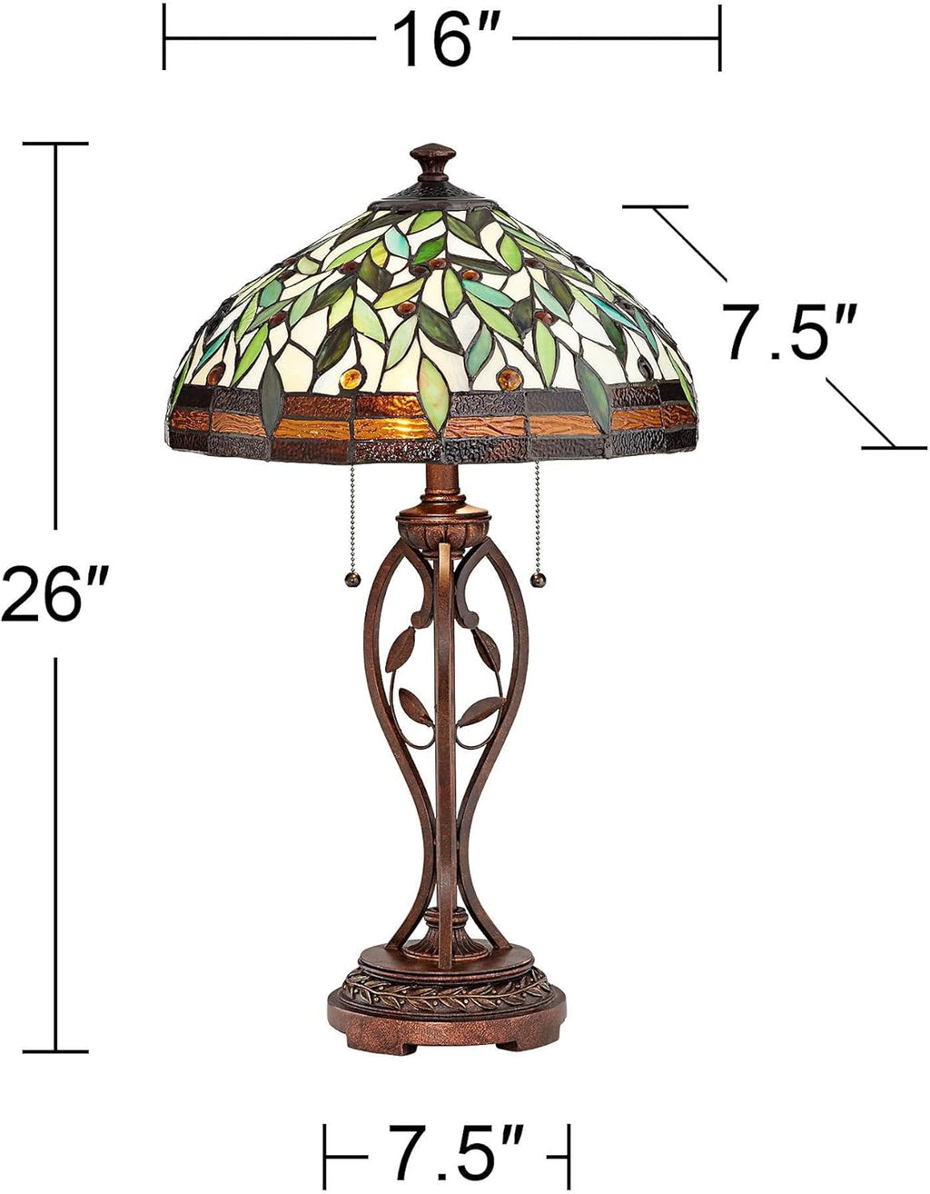 Tiffany Style Table Lamp with Stained Glass Shade and Dimmer X9842