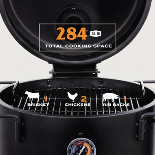 Barrel Drum Smoker with Porcelain Coated Steel, 630 Sq In Cooking Surface E456834
