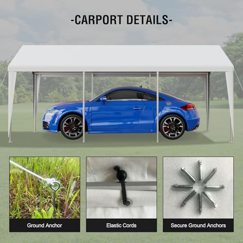Heavy Duty Portable Car Canopy Garage with Removable Sidewalls and Roll-up Ventilated Doors P43143