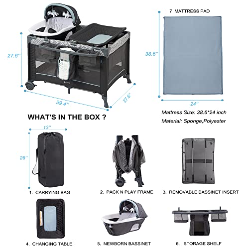 Foldable Baby Crib with Bassinet, Changing Table, and Playpen R875