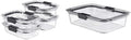 Rubbermaid 8-Piece Brilliance Glass Food Storage Containers with Lids for Lunch, Meal Prep & Brilliance Glass Storage 8-Cup Food Container with Lid (2 Pieces Total), 1-Pack, Clear