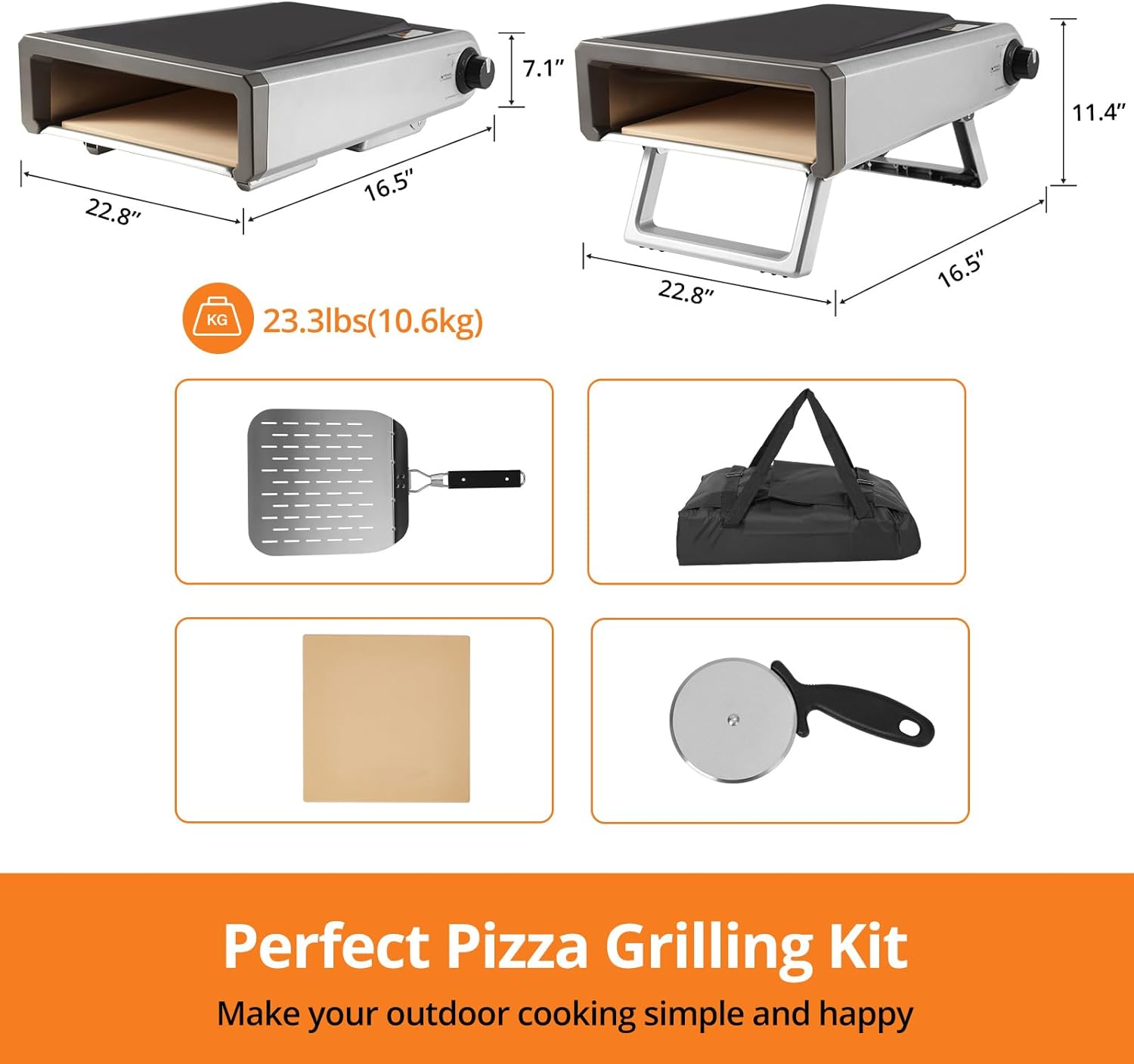 Outdoor Gas Pizza Oven, 12 Inch Stainless Steel Portable U248
