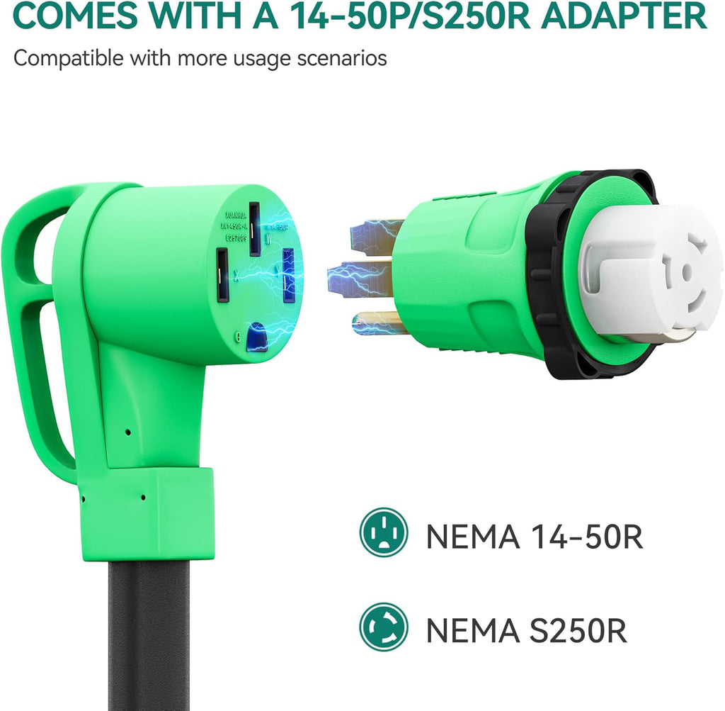 50 ft RV Extension Cord, NEMA 14-50P/14-50R, Heavy Duty Power Cord with Handle W3854