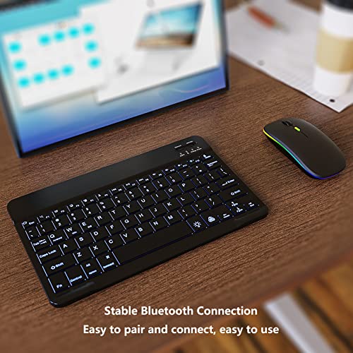 Bluetooth Keyboard and Mouse Combo for iPad, iPhone, Android Tablet, Slim Rechargeable, Black B207