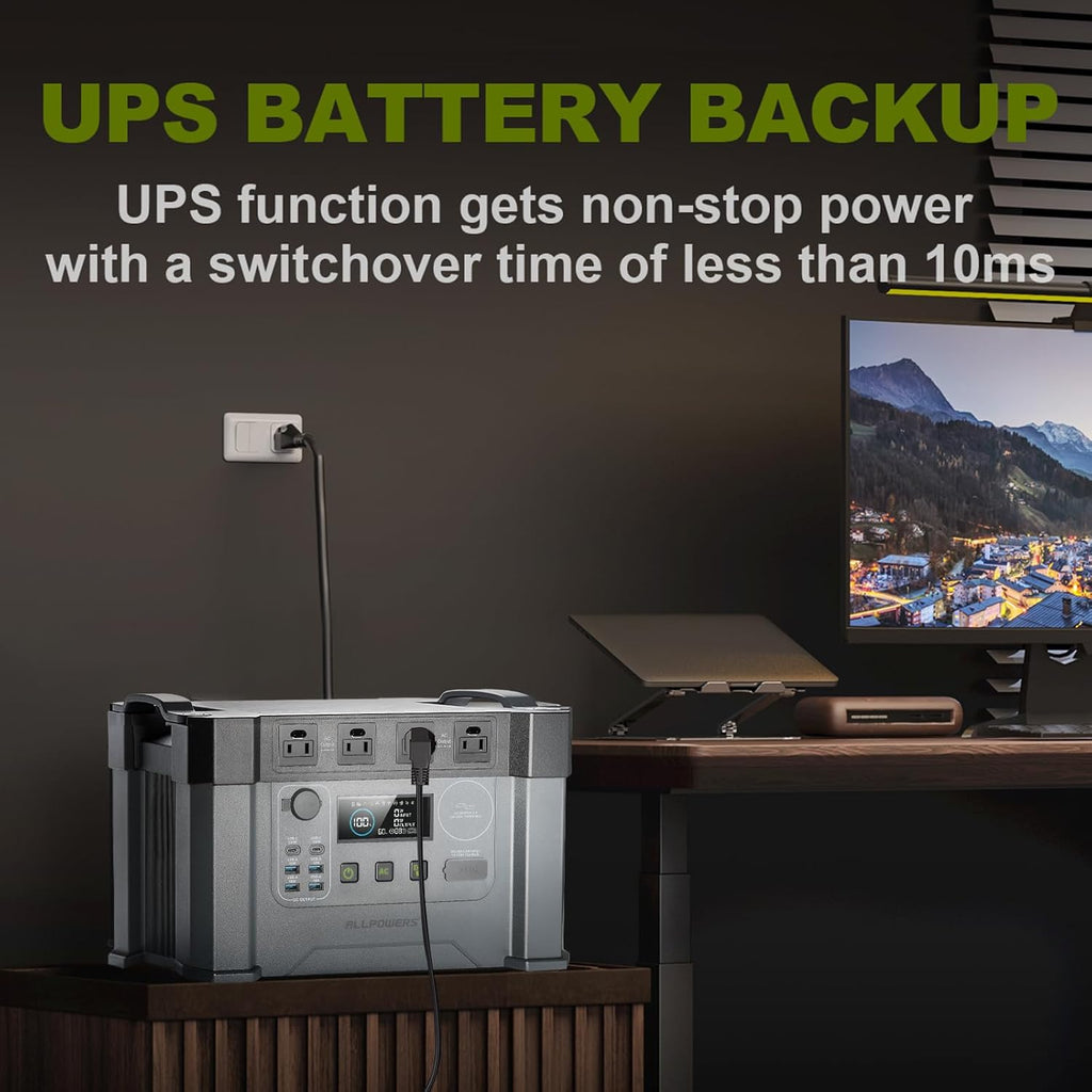Solar Generator 2400W Portable Power Station 1451Wh for Camping Home Emergency E184020