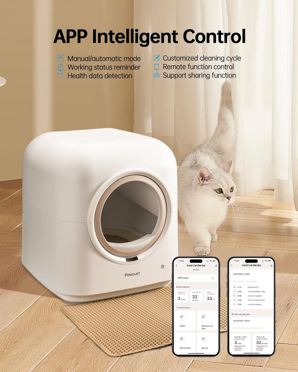 Automatic Self-Cleaning Cat Litter Box for Multiple Cats M580