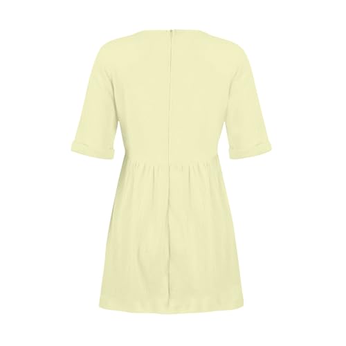 Women's Casual V Neck Short Sleeve Mini Dress with Pockets I261345